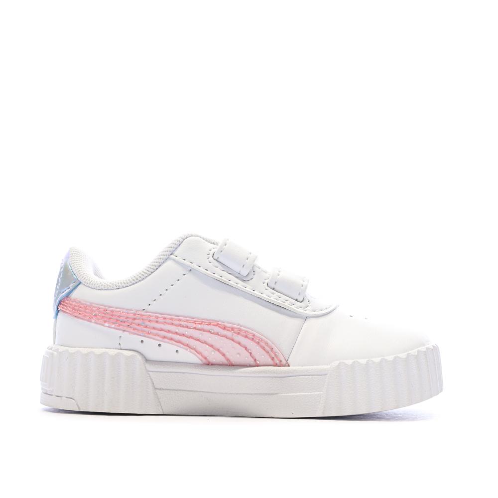 Baskets Blanche Fille Puma Carina 3.0 Blurry Dr vue 2