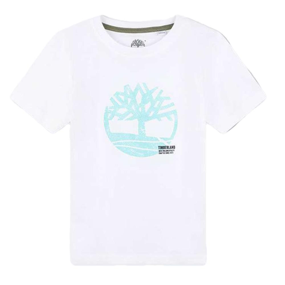 T-Shirt Blanc/Turquoise Ado Timberland T60087 pas cher