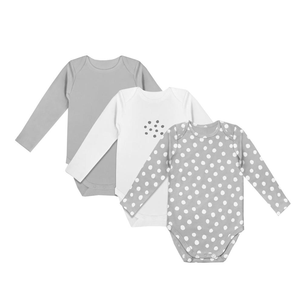 X3 Body Bébé Manches Longues Gris Mixte DIM Pois pas cher