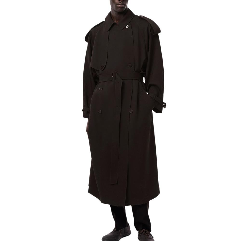 Trench-coat long Marron unisexe Lacoste Runway Wooll pas cher