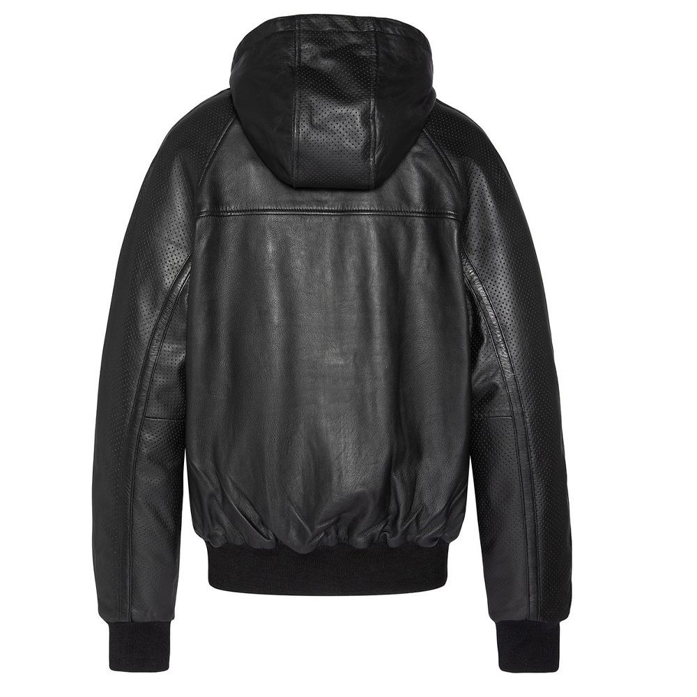 Blousons Noir Homme Schott Cuir Capuche vue 2