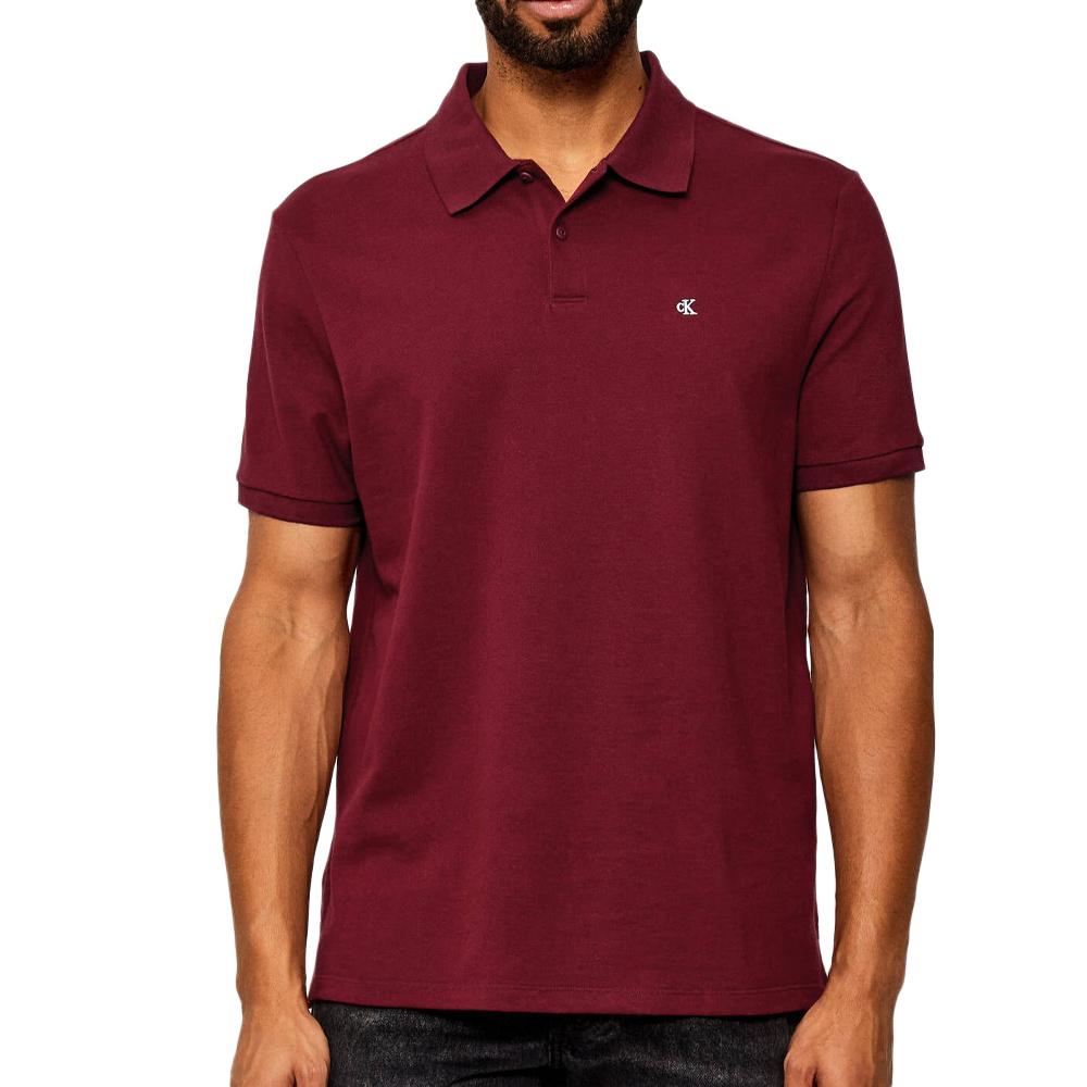 Polo Bordeaux Homme Calvin Klein Jeans Ss Monogram Pique pas cher