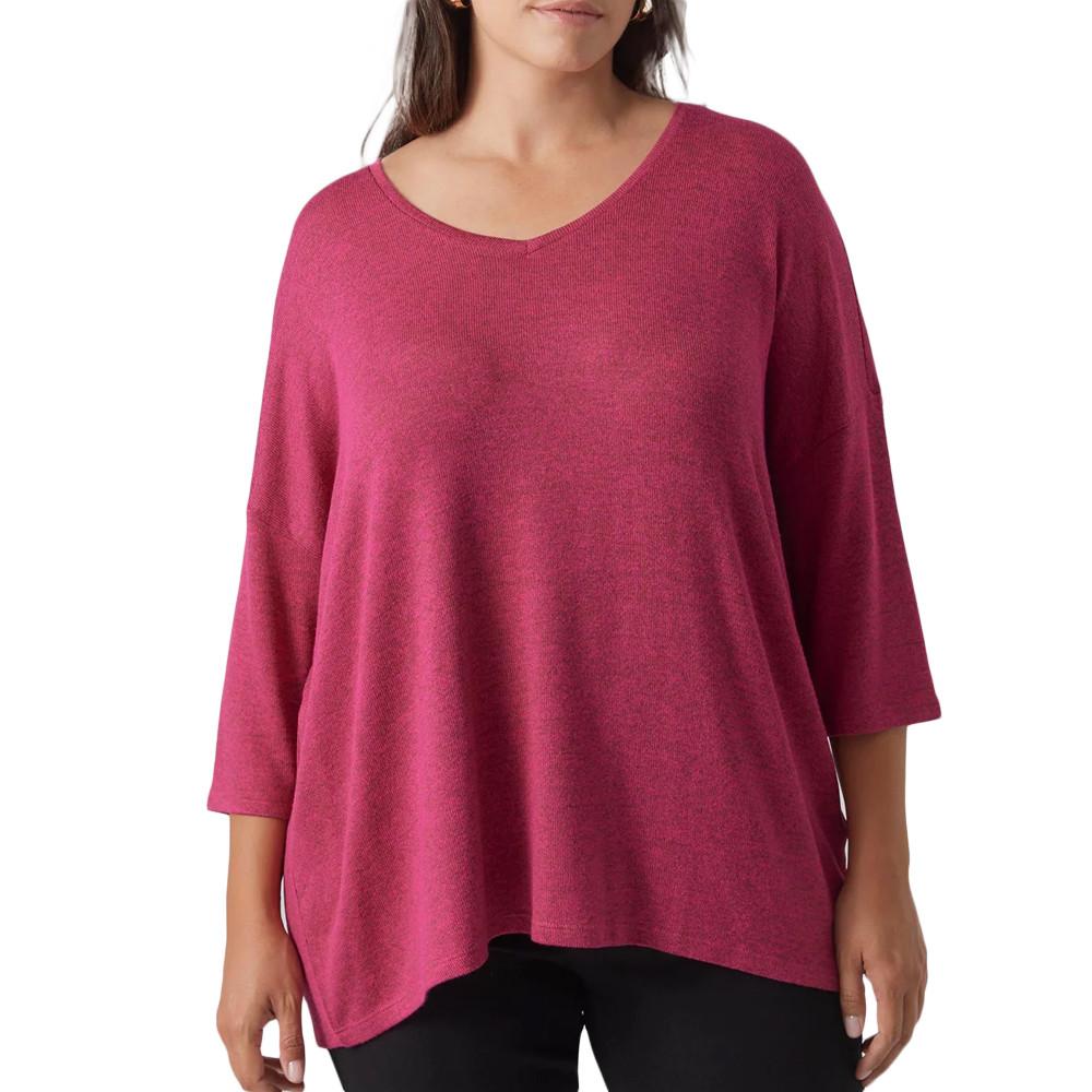 Pull Fushia Femme Vero Moda Curve Brianna 3/4 pas cher