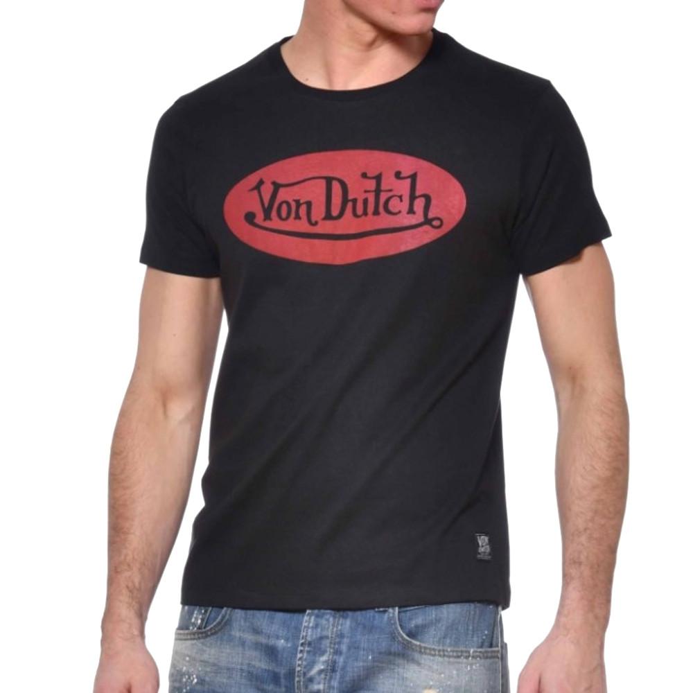 T-shirt Noir Homme Von Dutch Front pas cher