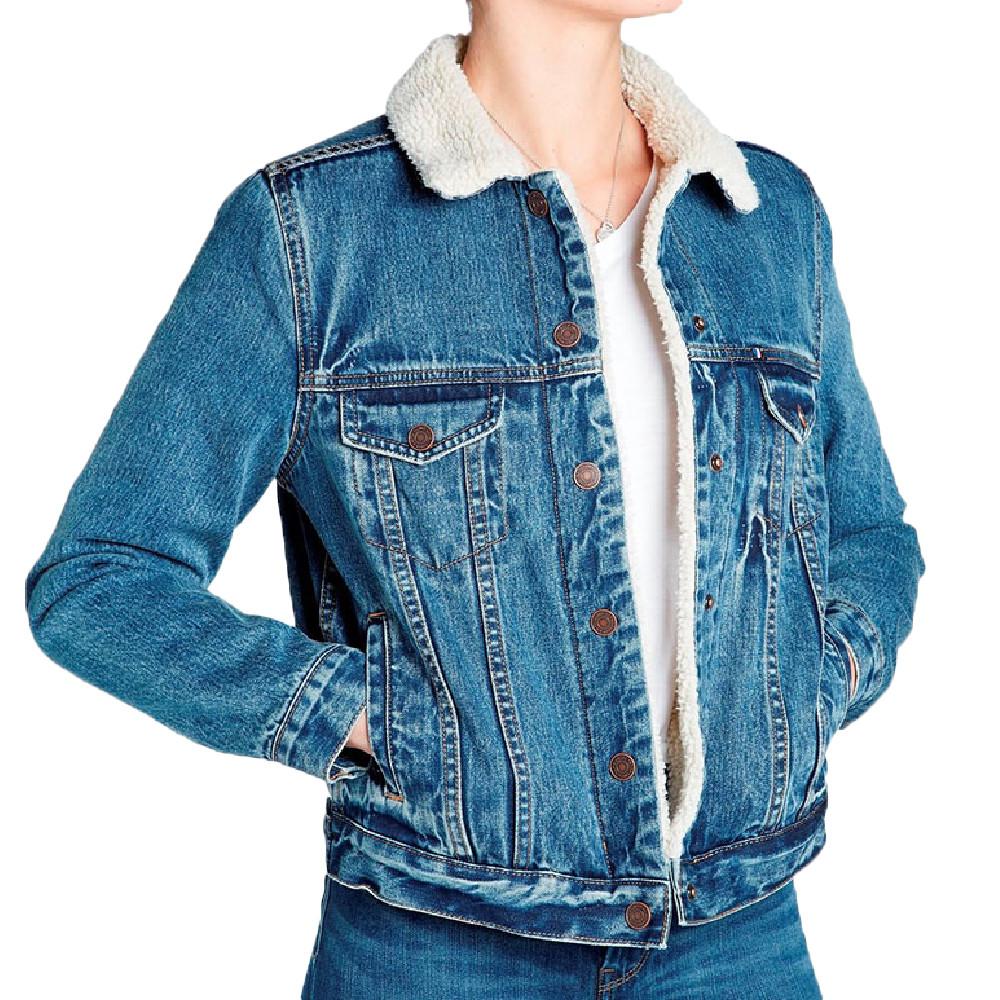 Veste en Jean et Sherpa Bleu Femme Teddy Smith Blumindale pas cher