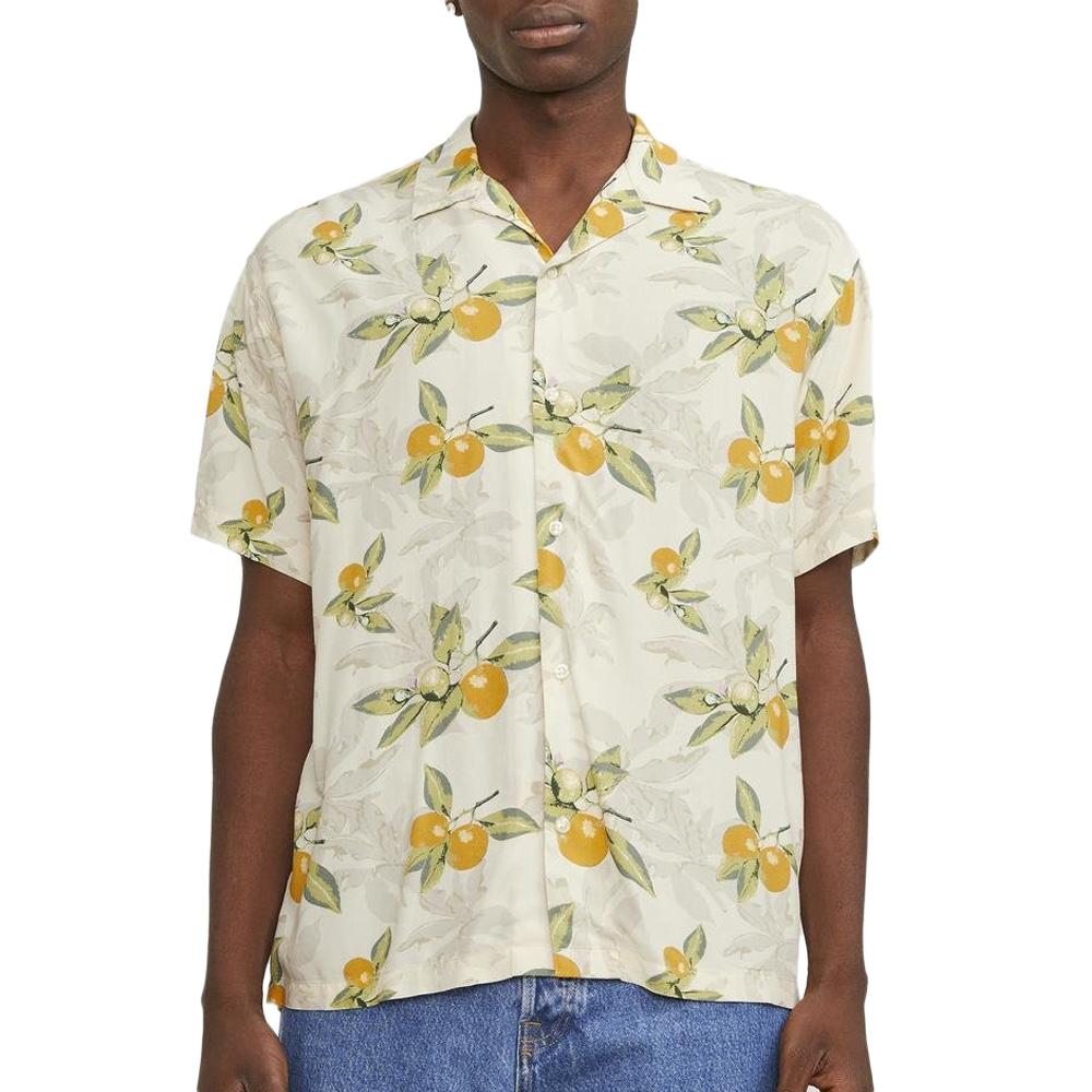Chemise Manches Courtes Beige/Verte Homme Jack & Jones Jorluke pas cher