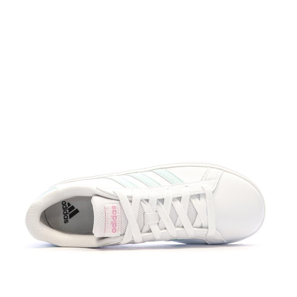 Baskets Blanc/Vert Fille Adidas Grand Court 2.0 vue 4