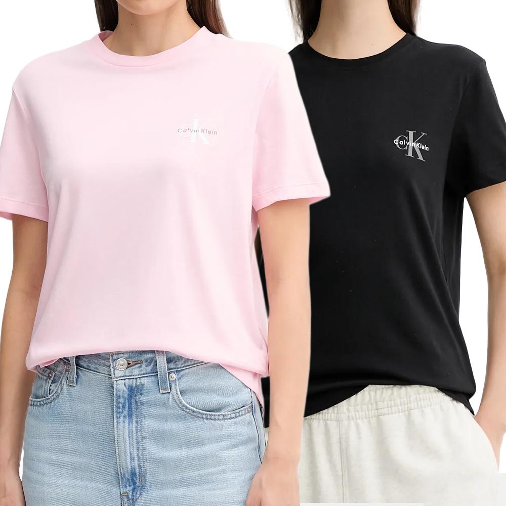 Lot de 2 T-Shirt Noir/Rose Femme Calvin Klein Jeans Monologo pas cher