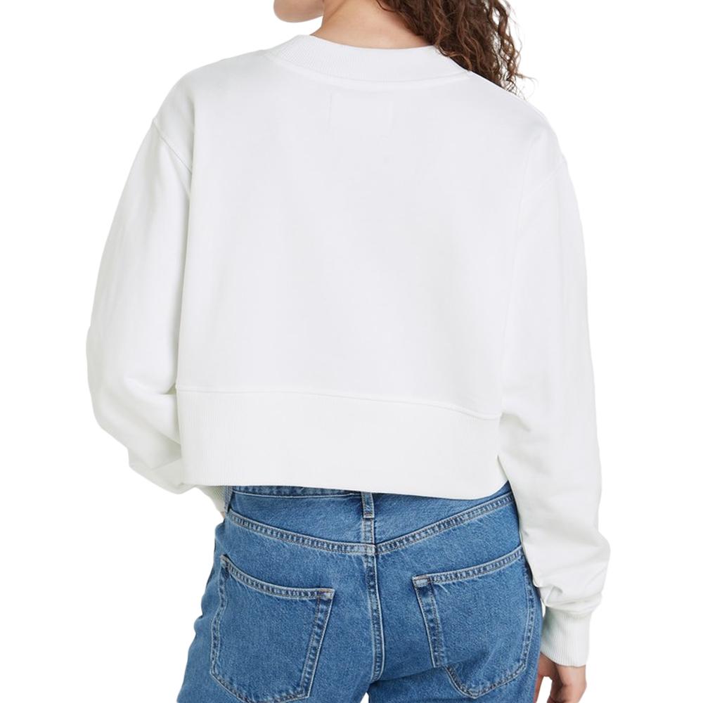 Sweat Blanc Femme Calvin Klein Jeans Stacked Institutiona vue 2