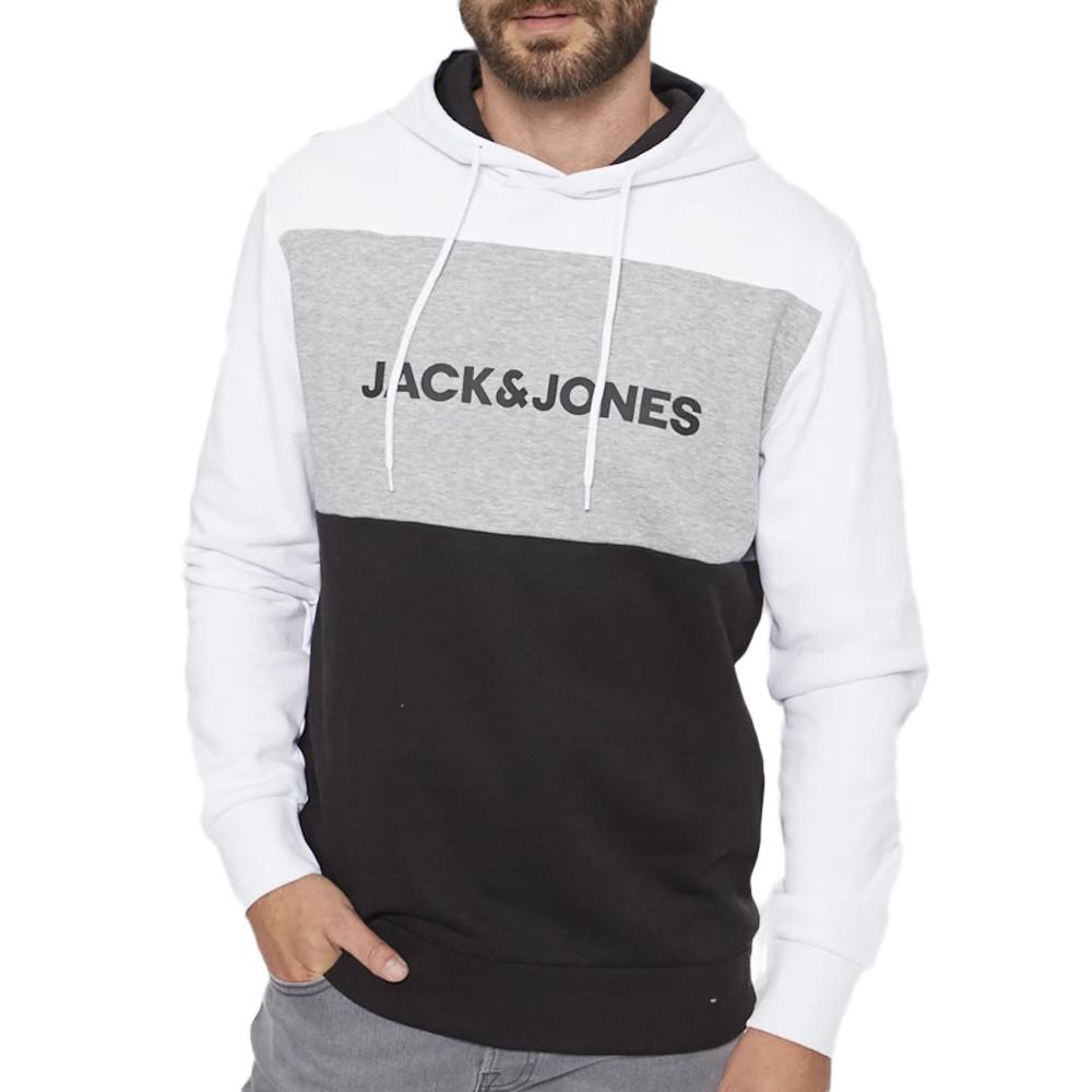 Sweat à capuche Blanc Homme Jack and Jones Blocking pas cher