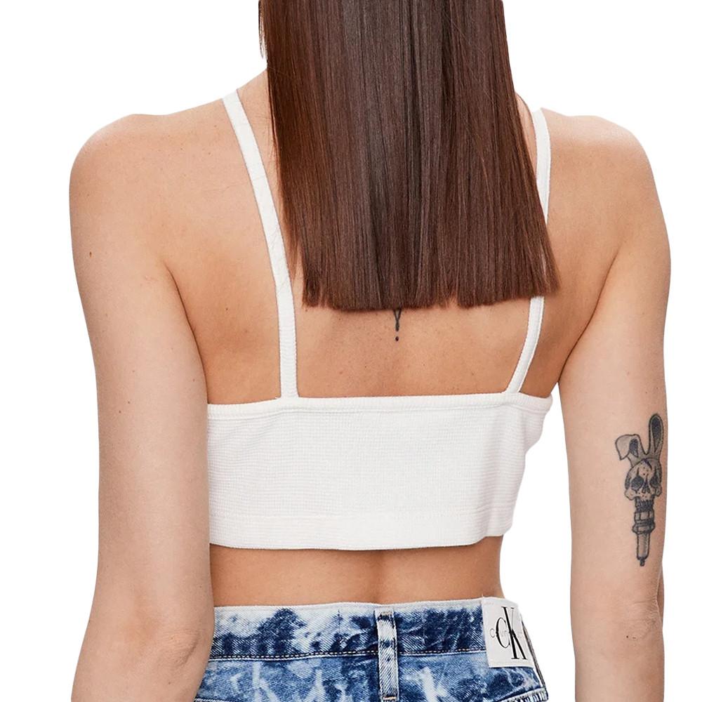 Top Blanc Femme Calvin Klein Jeans Waffle Halter vue 2
