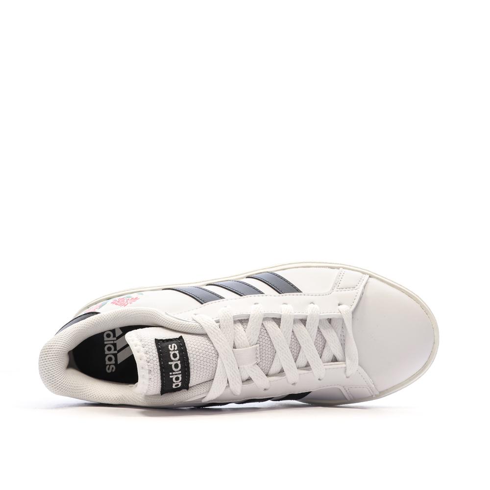 Baskets Blanches/Rouges Femme Adidas Grand Court Base 2.0 vue 4