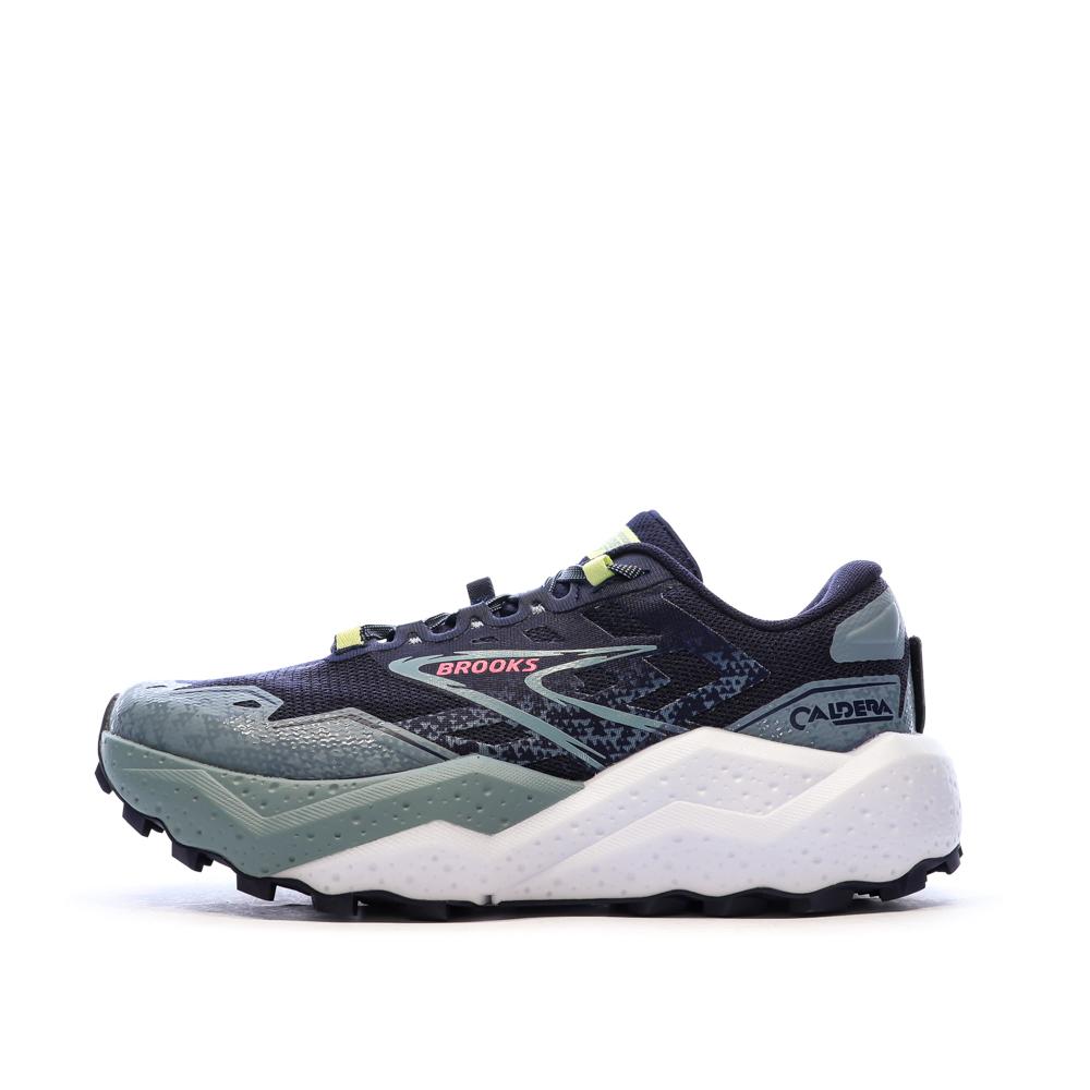 Chaussures de Trail Marine/Vert Femme Brooks Caldera 7 pas cher