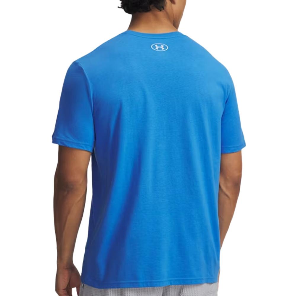 T-shirt Bleu Clair Homme Under Armour Left Chest vue 2