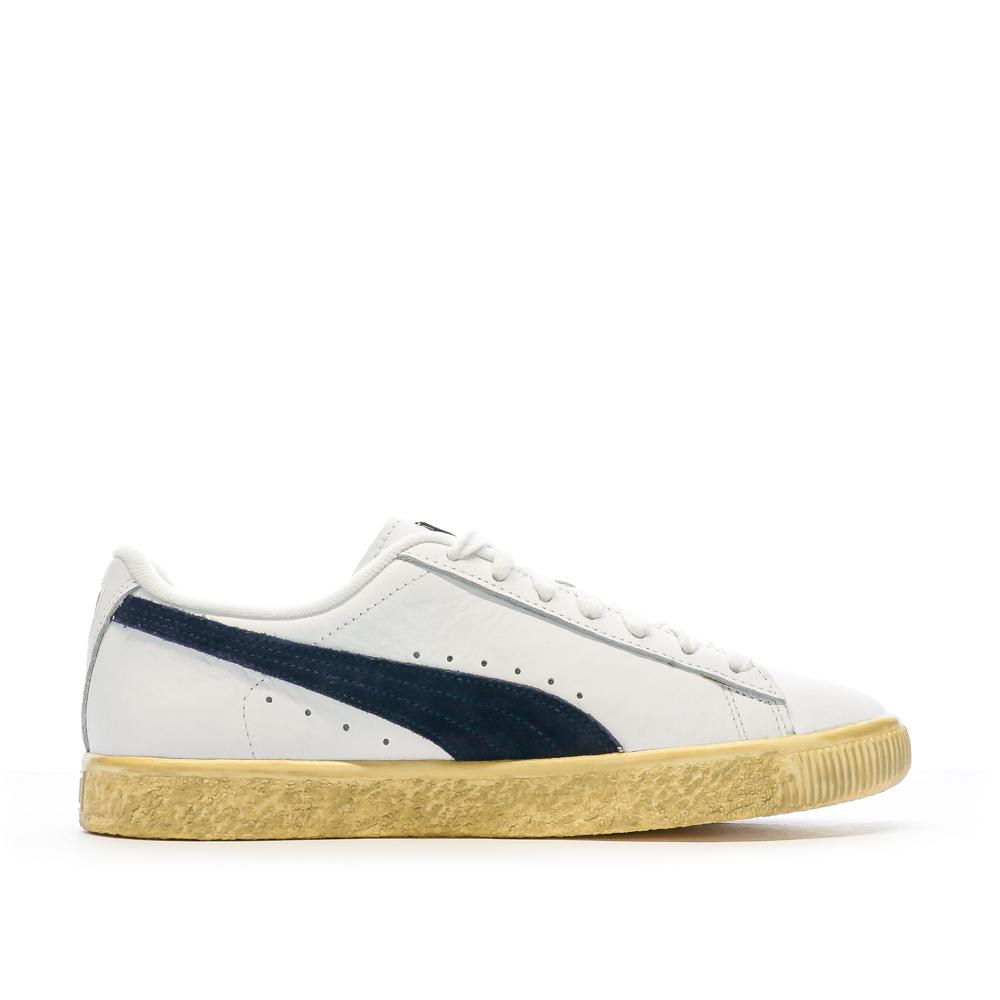 Baskets Blanc/Marine Homme Puma Clyde Vintag vue 2