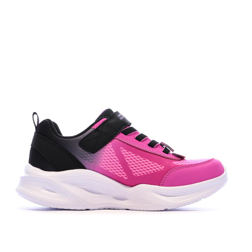 Baskets Roses/Noires Fille Skechers Sola Glow01 vue 2