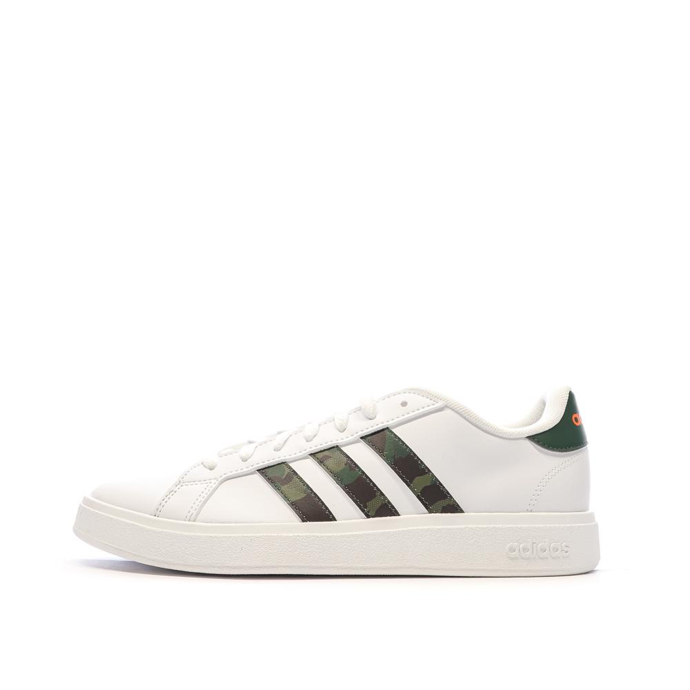 Baskets Blanches/Kaki Homme Adidas Grand Court Base 2.0 pas cher