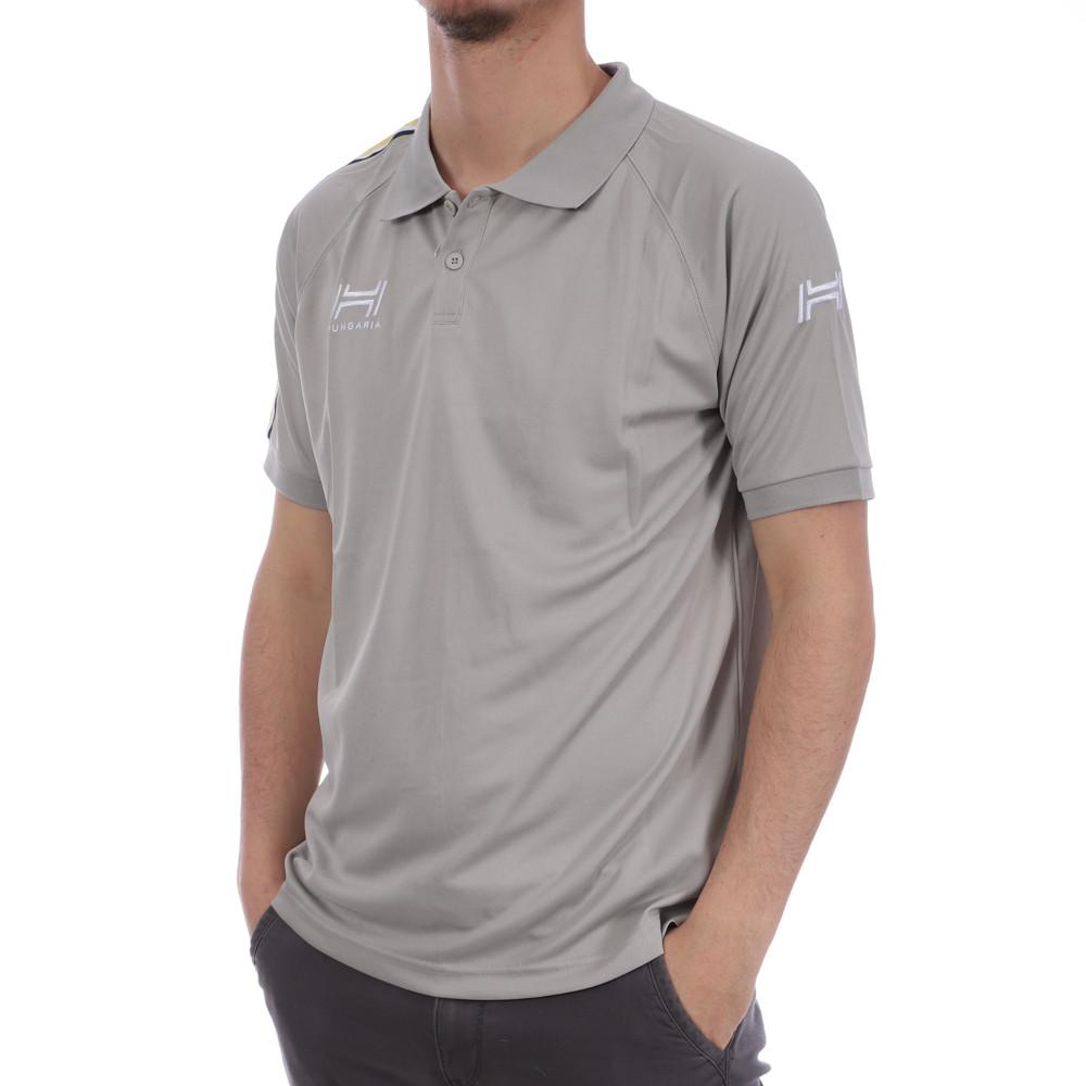 Polo gris bandes jaune noir homme Hungaria Training Pro pas cher