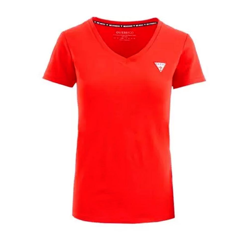 T-shirt Rouge Femme Guess Mini Triangle D1R pas cher