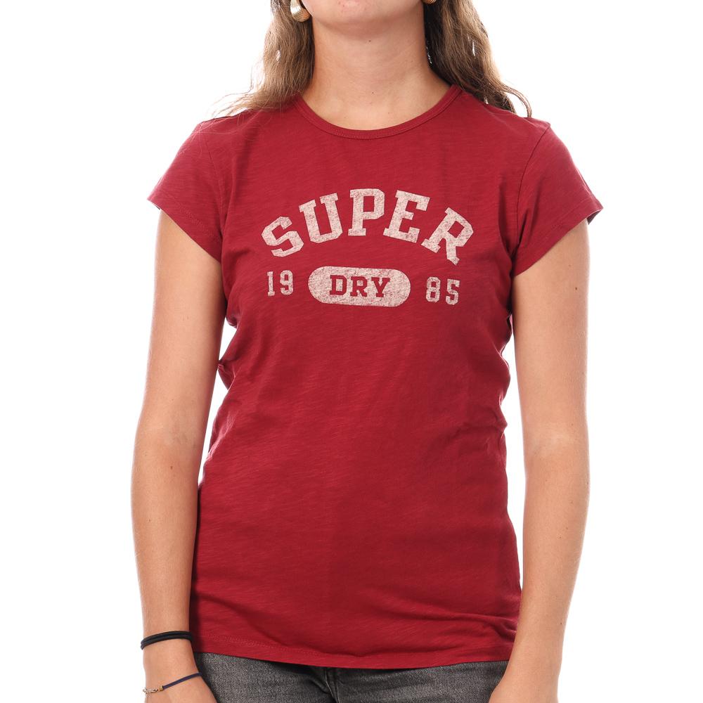 T-Shirt Rouge Femme Superdry Athletic pas cher