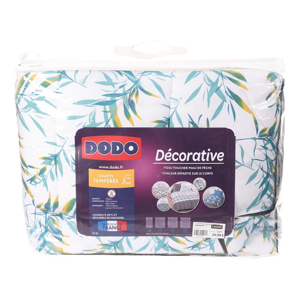 Couette Blanc/Vert Dodo Tempérée Décorative 140x200 pas cher