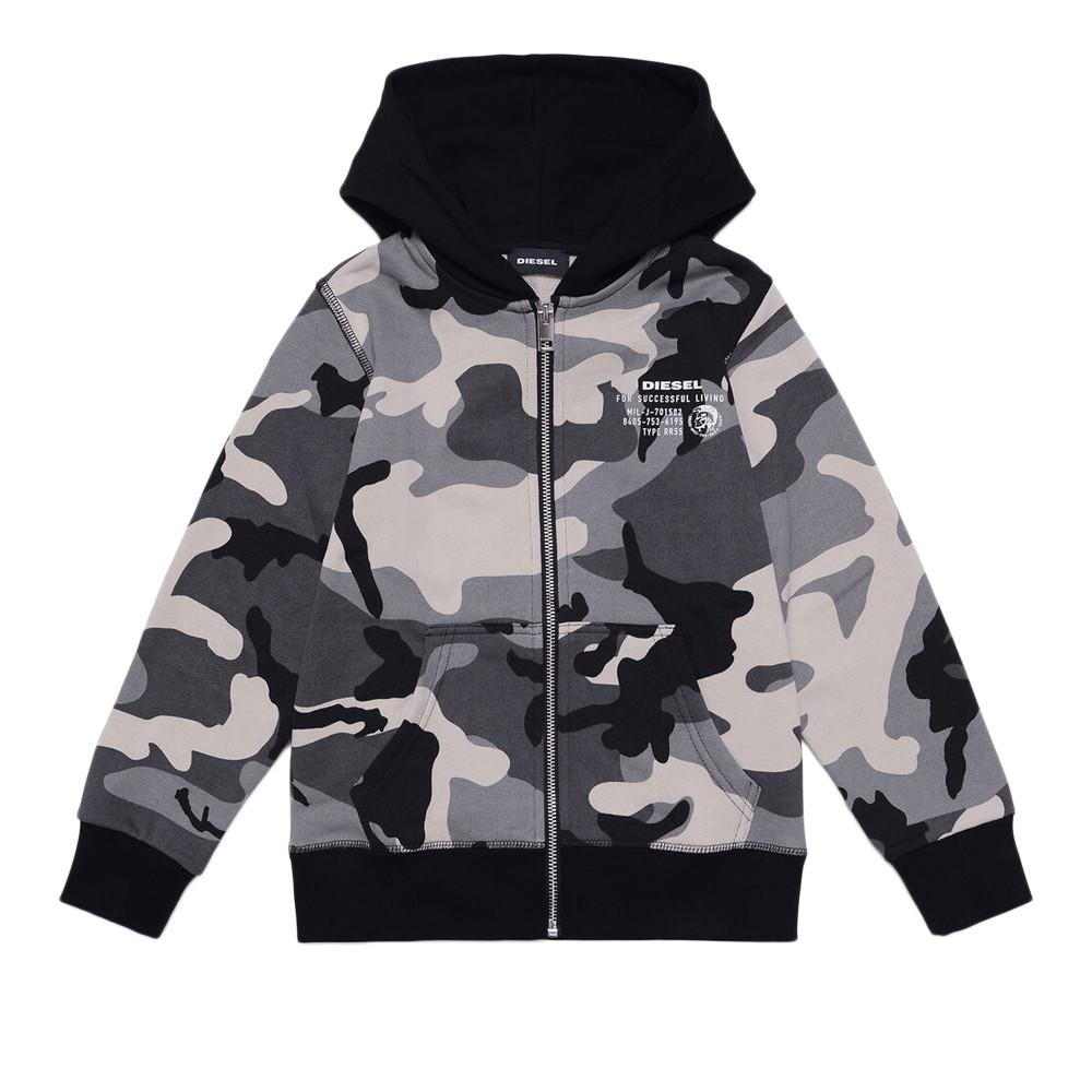 Sweat Zippé Camouflage Gris Garçon Diesel J00338 pas cher