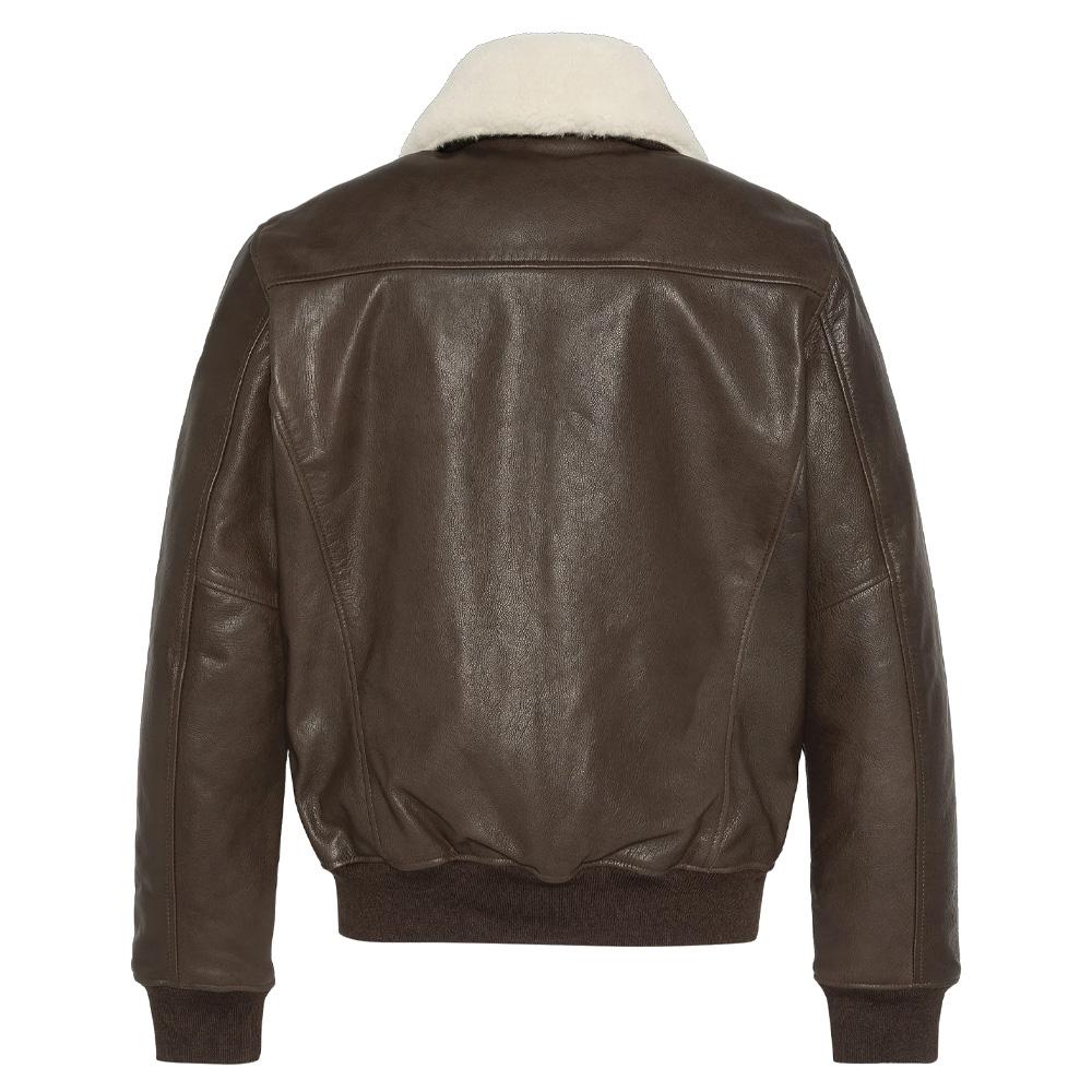 Veste en Cuir Marron Homme Schott Flight vue 2