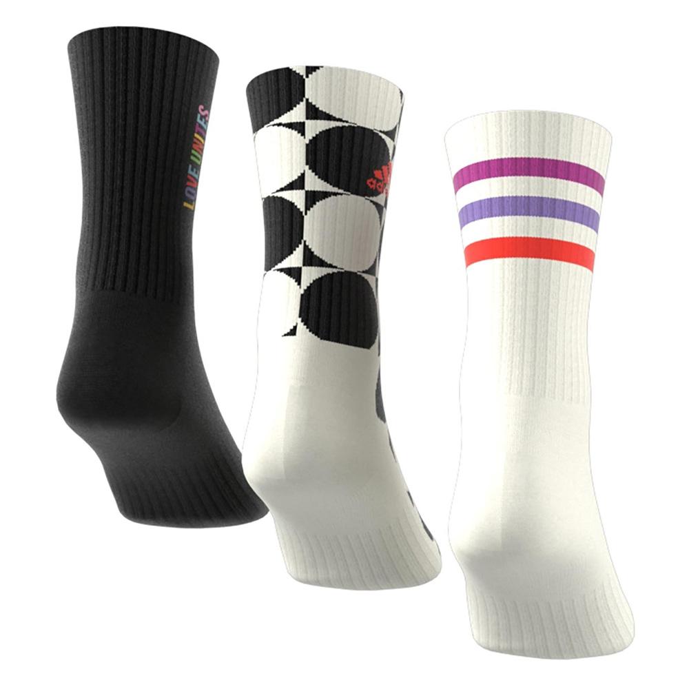 X3 Paires de Chaussettes Blanc/Noir Homme Adidas Pride vue 2