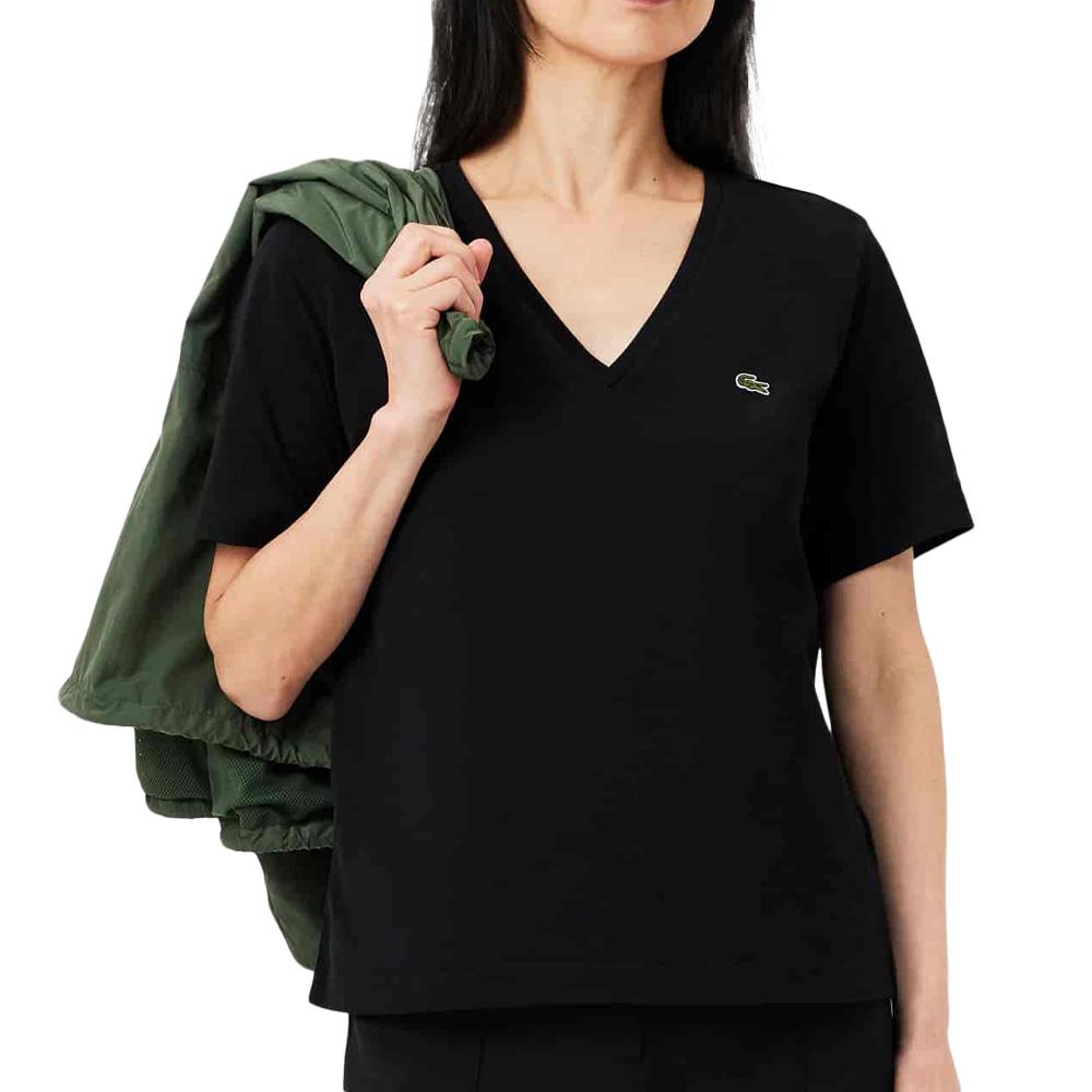 T-Shirt Noir Femme Lacoste Relaxed pas cher