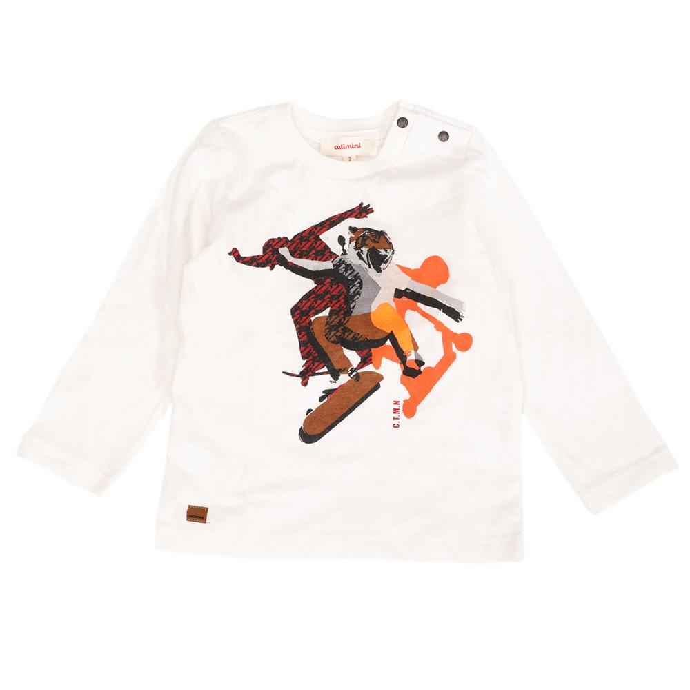T-shirt Manches Longues Blanc Garçon Catimini pas cher