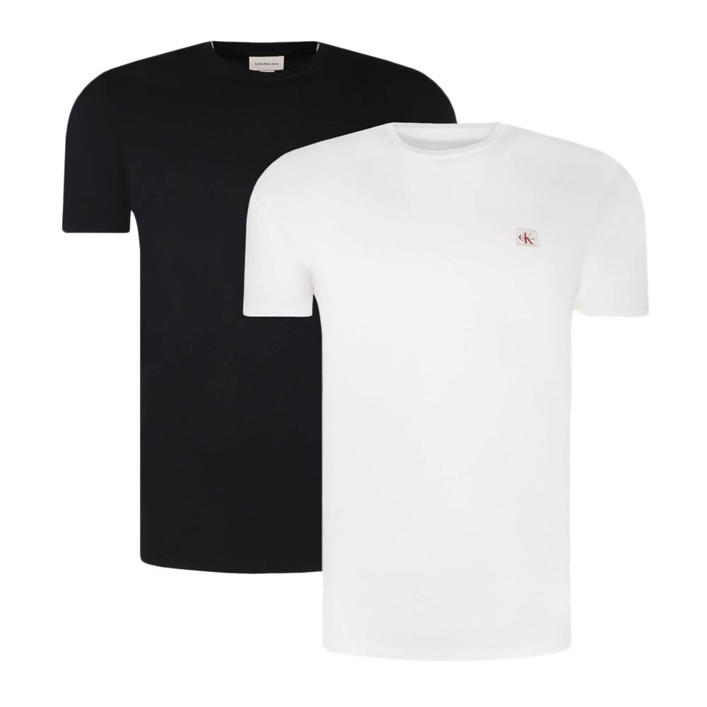 X2 T-Shirts Blanc/Noir Homme Calvin Klein Woven Label pas cher