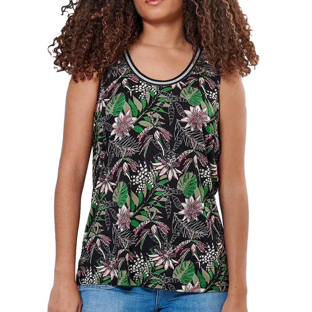 Débardeur Noir à fleurs Femme Kaporal Jom pas cher