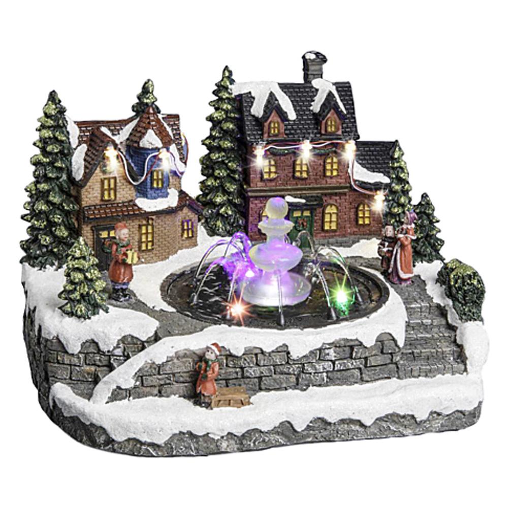 Village de Noël lumineux Maison et fontaine Atmosphera pas cher