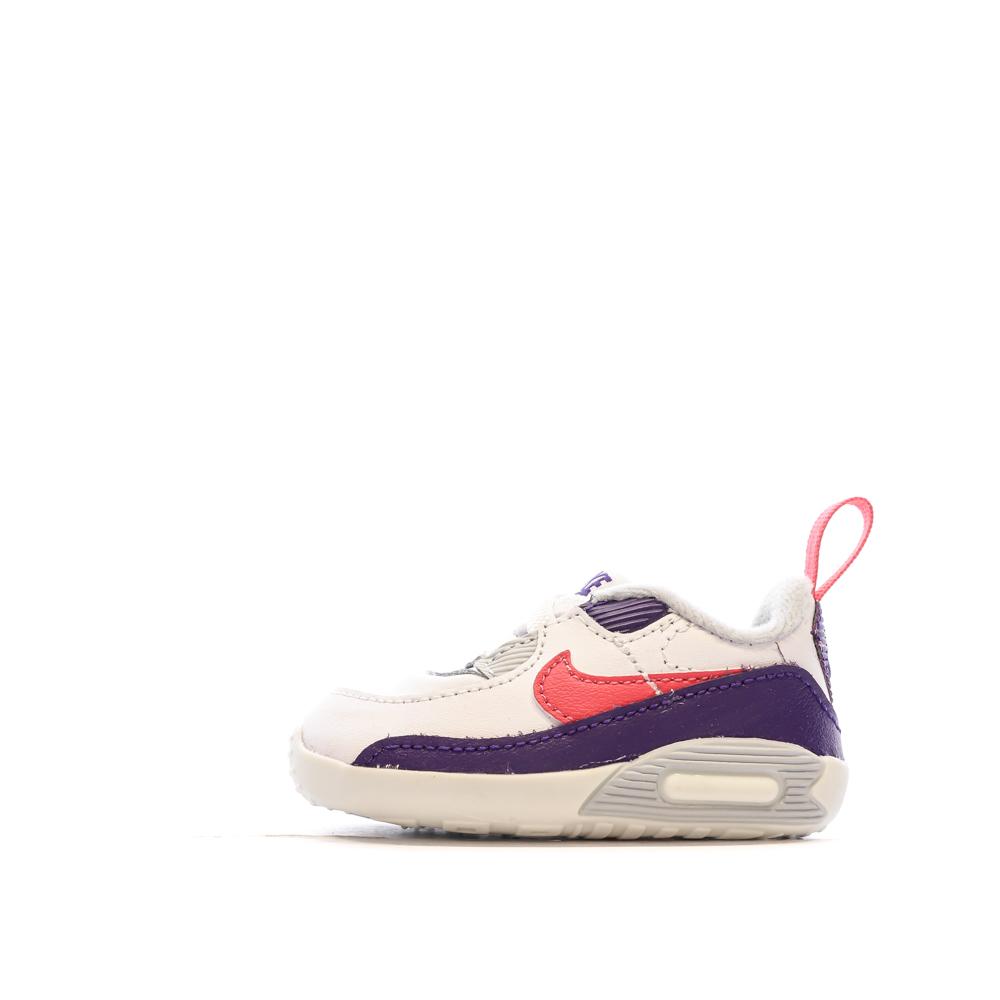 Baskets Blanches/Violet Garçon Nike Max 90 pas cher