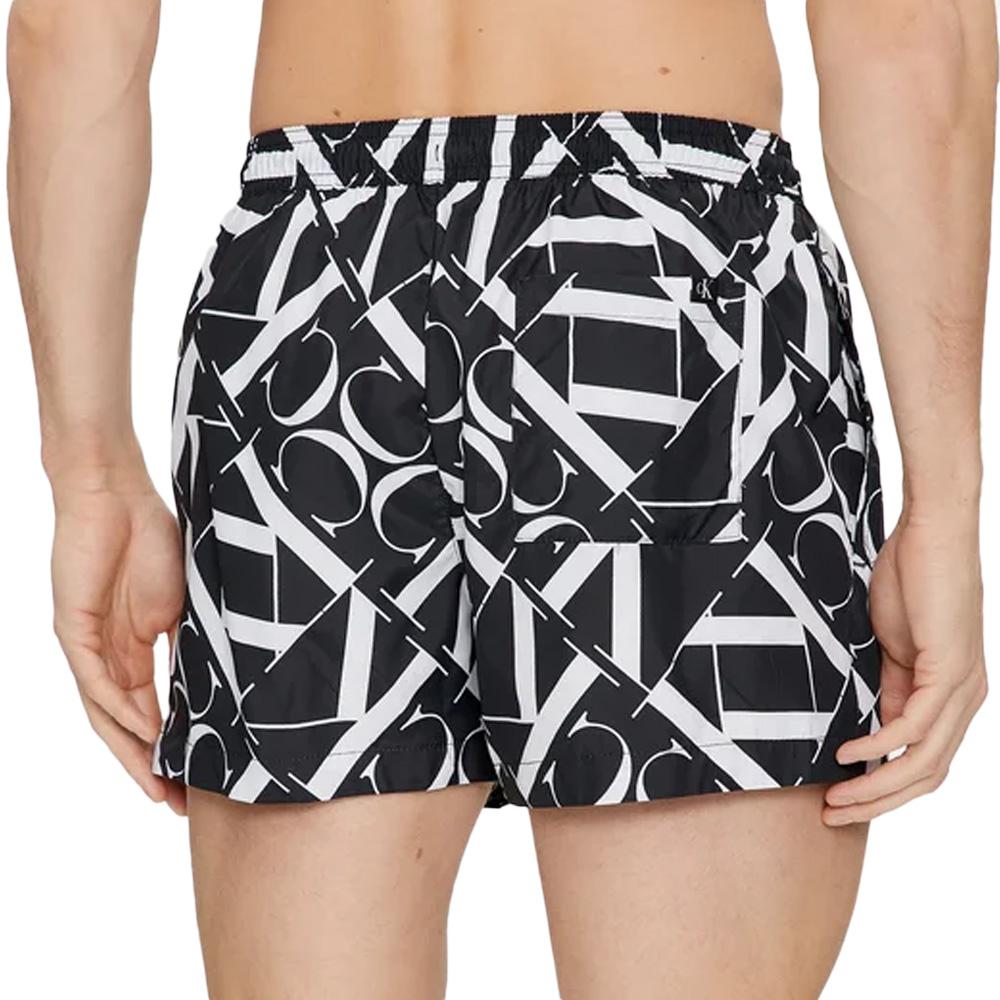 Short de bain Noir/Blanc Homme Calvin Klein Jeans Drawstring KM0KM00968 vue 2