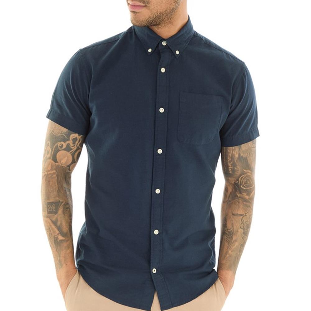 Chemise Manches Courtes Marine Homme Jack & Jones Hoxford pas cher