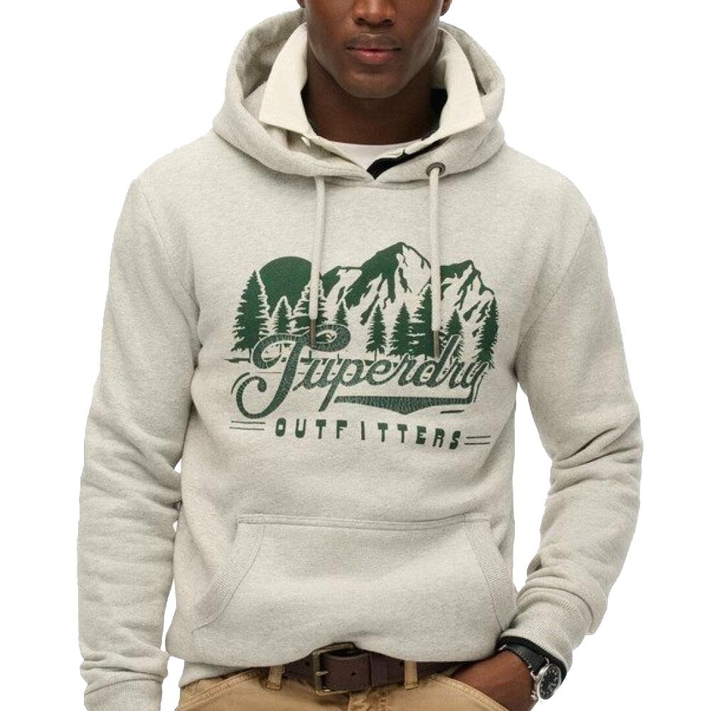 Sweat Gris Chiné/Vert Homme Superdry Outfitters pas cher