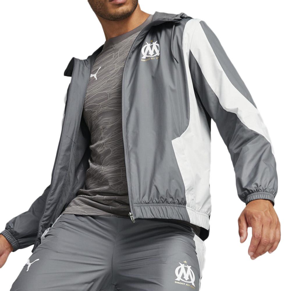 OM Veste De foot Gris Blanc Homme Puma 2023 24