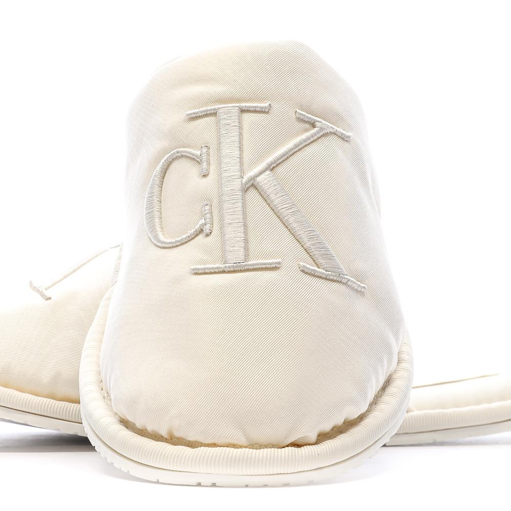 Chaussons Blanc Femme Calvin Klein Jeans Slipper Satin Moire vue 7