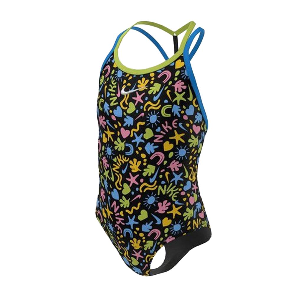 Maillot de bain 1 piece Noire/Vert/Bleu Fille Nike T-crossback pas cher