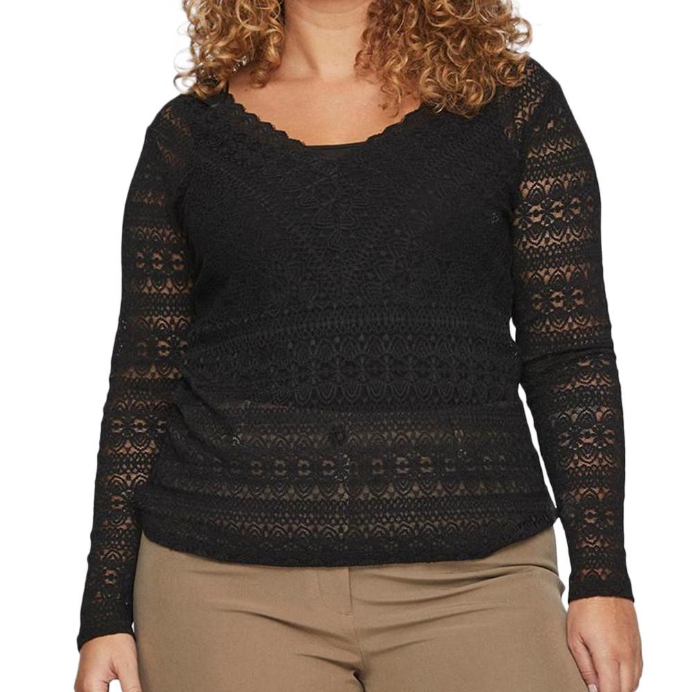 Blouse en Dentelle Noir Femme Vila Curve Chikka pas cher