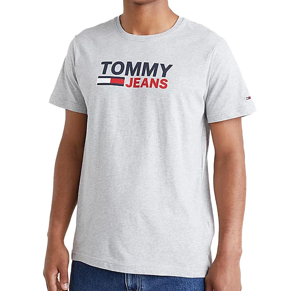 T-shirt Gris Homme Tommy Jeans Corp Logo pas cher