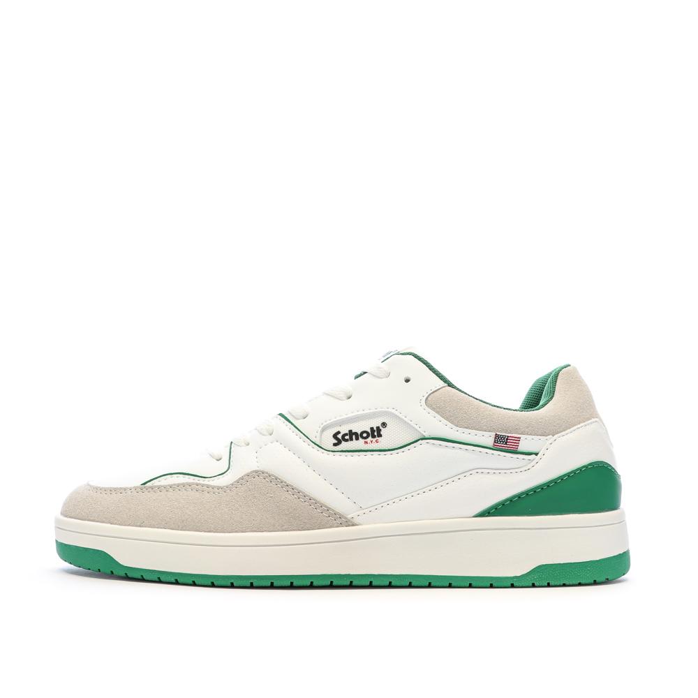 Baskets Blanches/Vertes Homme Schott Elmas pas cher