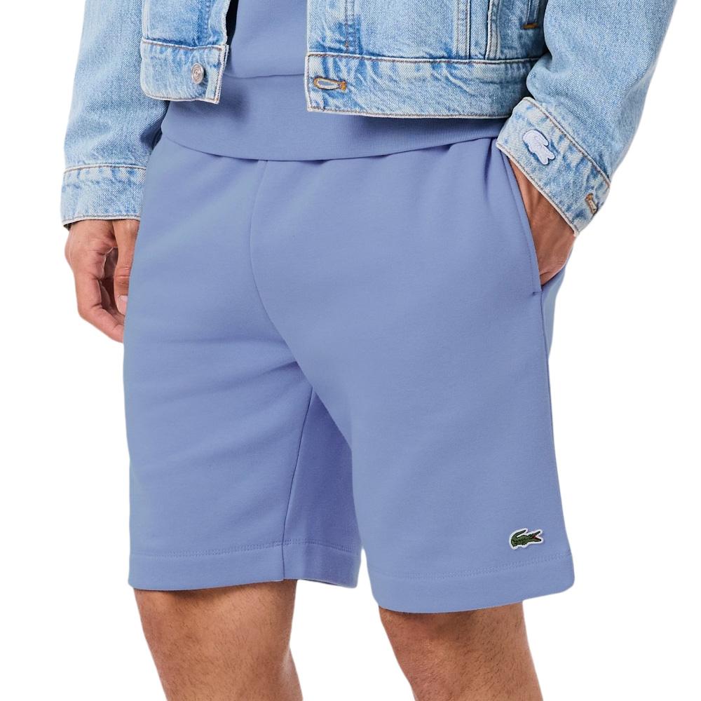 Short Bleu Homme Lacoste Short Regular Fit En Molleton pas cher