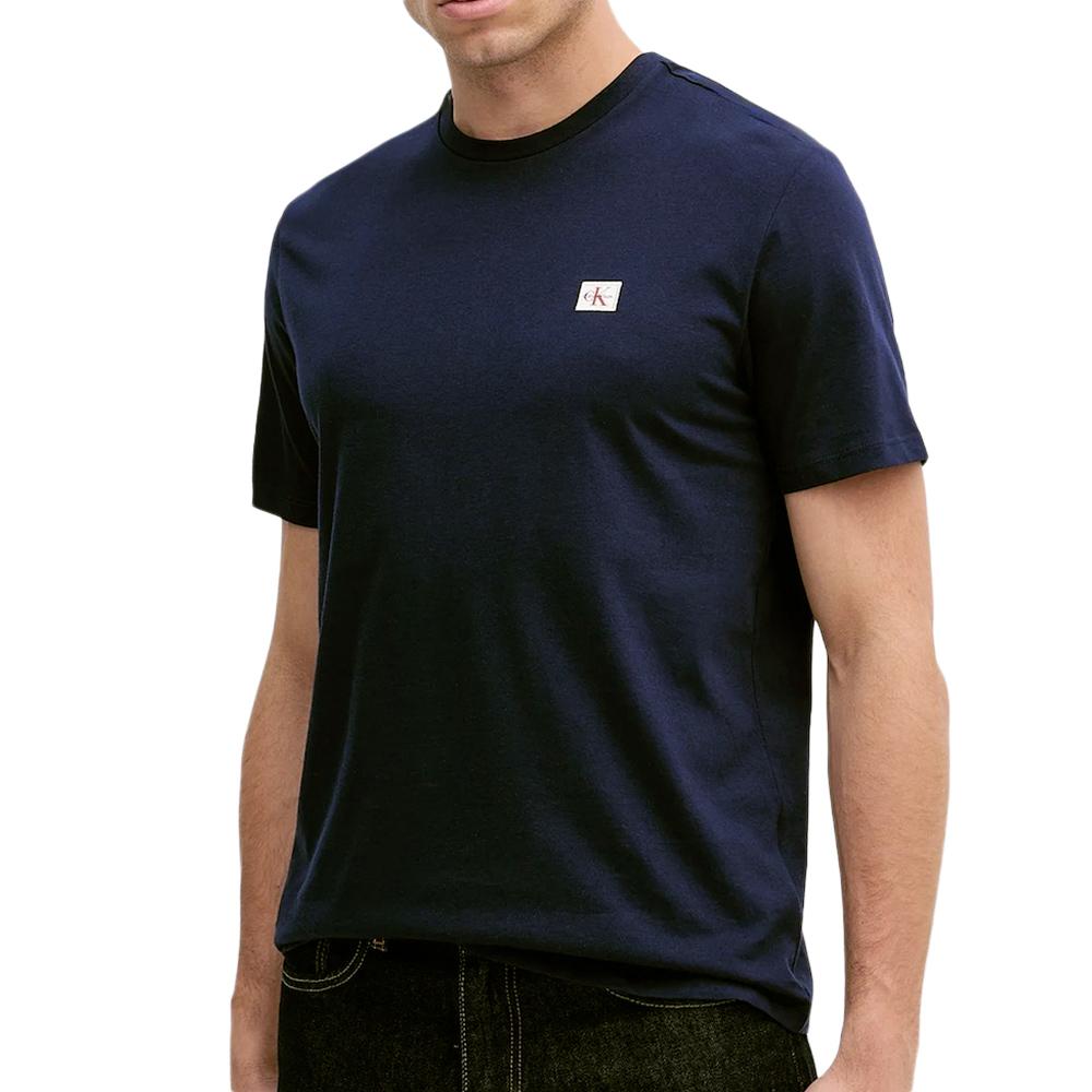 Camiseta de hombre azul marino Calvin Klein Jeans Badge 30s barato