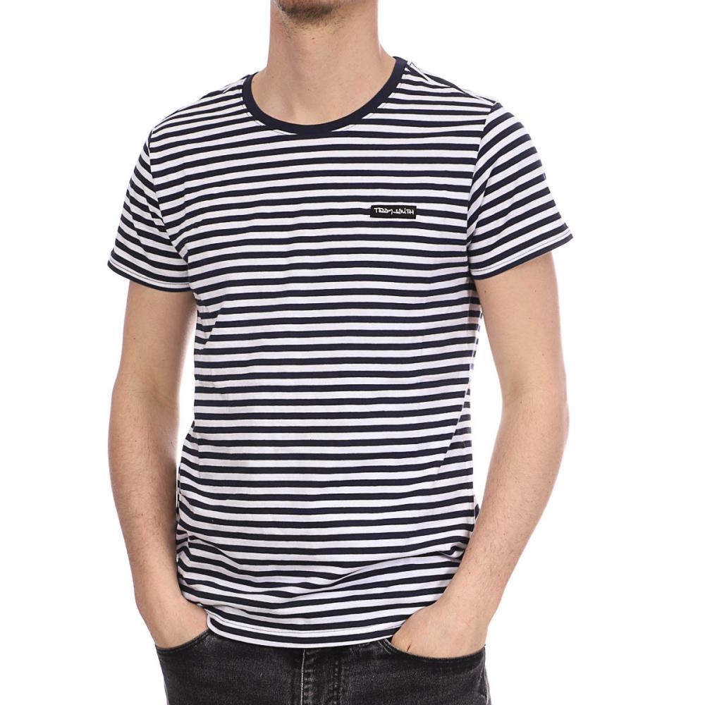 T-Shirt blanc/marine homme Teddy Smith T-Arnaud MC pas cher