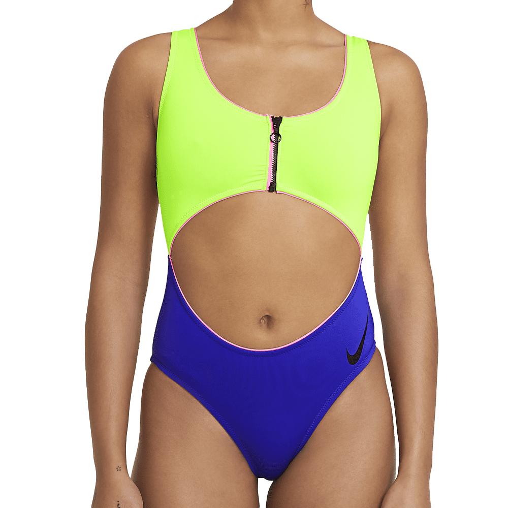 Maillot de bain 1 pièce Jaune/Bleu Femme Nike Cutout pas cher