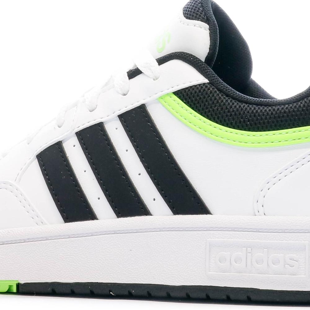 Baskets Blanc/Noir Enfant Adidas Hoops 3.0 K vue 7