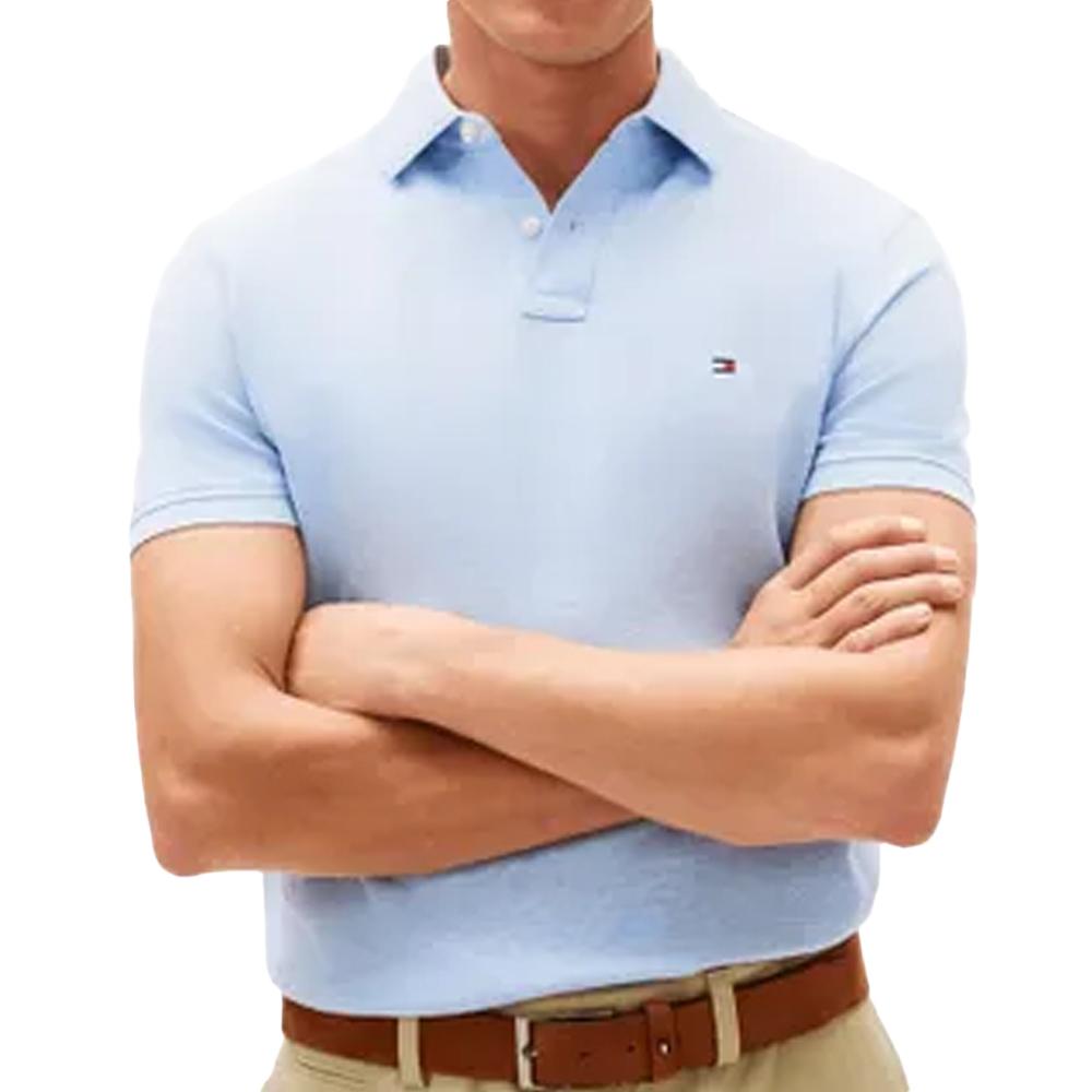 Polo Bleu clair Homme Tommy Hilfiger 1985 Regulars pas cher