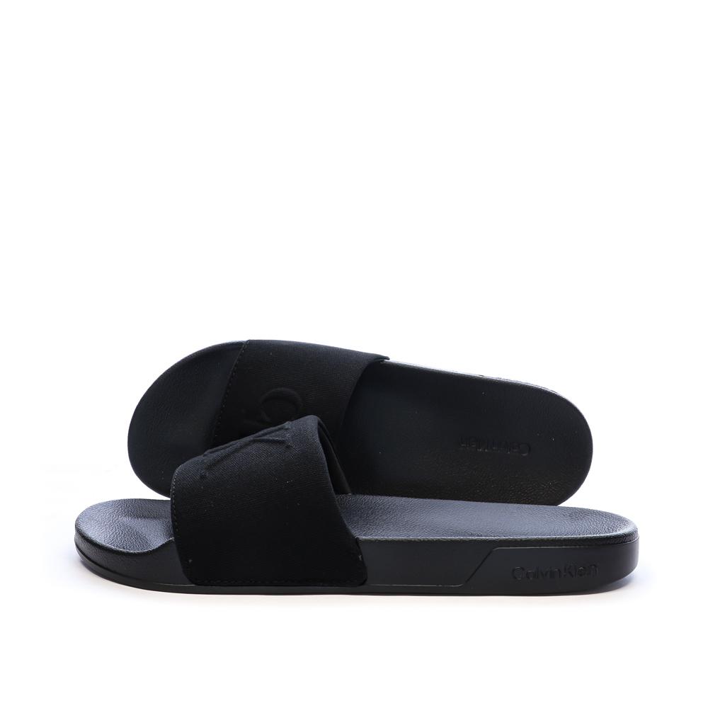Claquettes Noires Homme Calvin Klein Jeans Slide pas cher